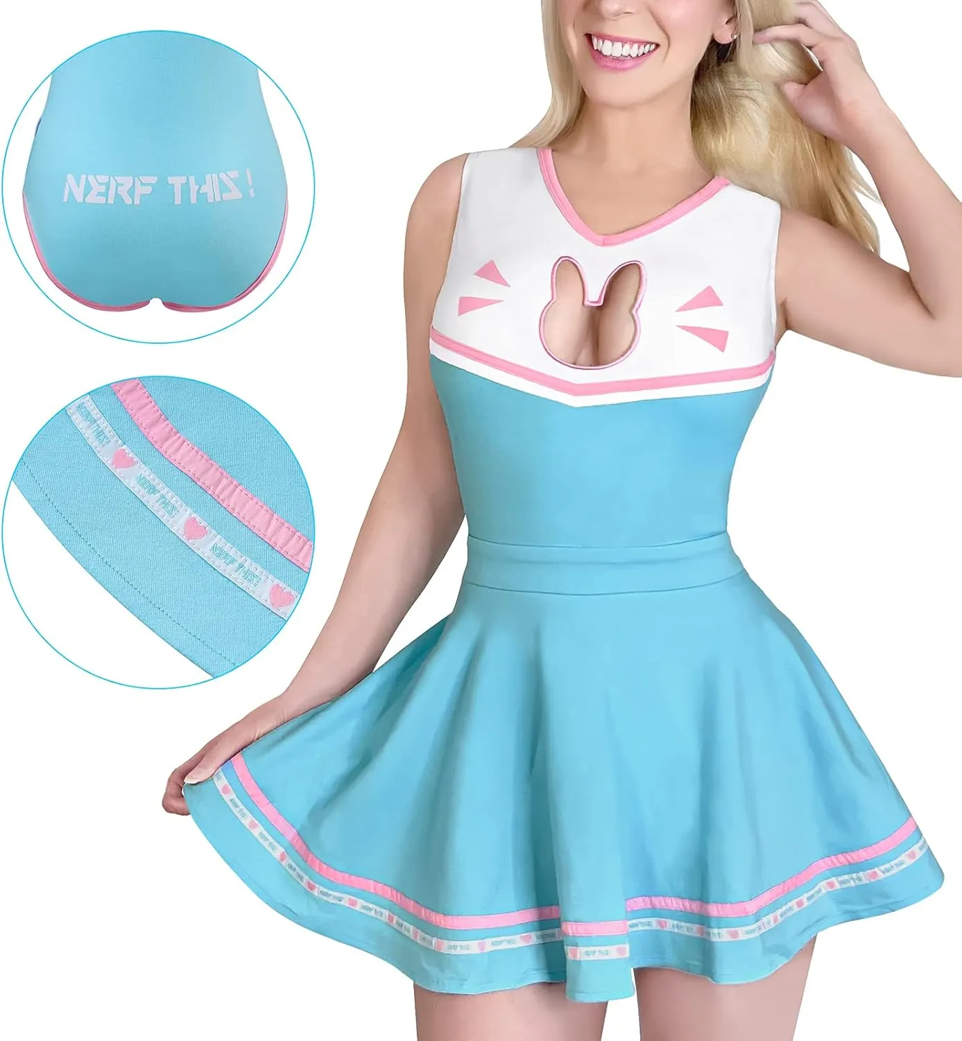 Littleforbig Cotton Romper Onesie Pajamas Bodysuit - Cosplay Bunnywatch Skirt Set