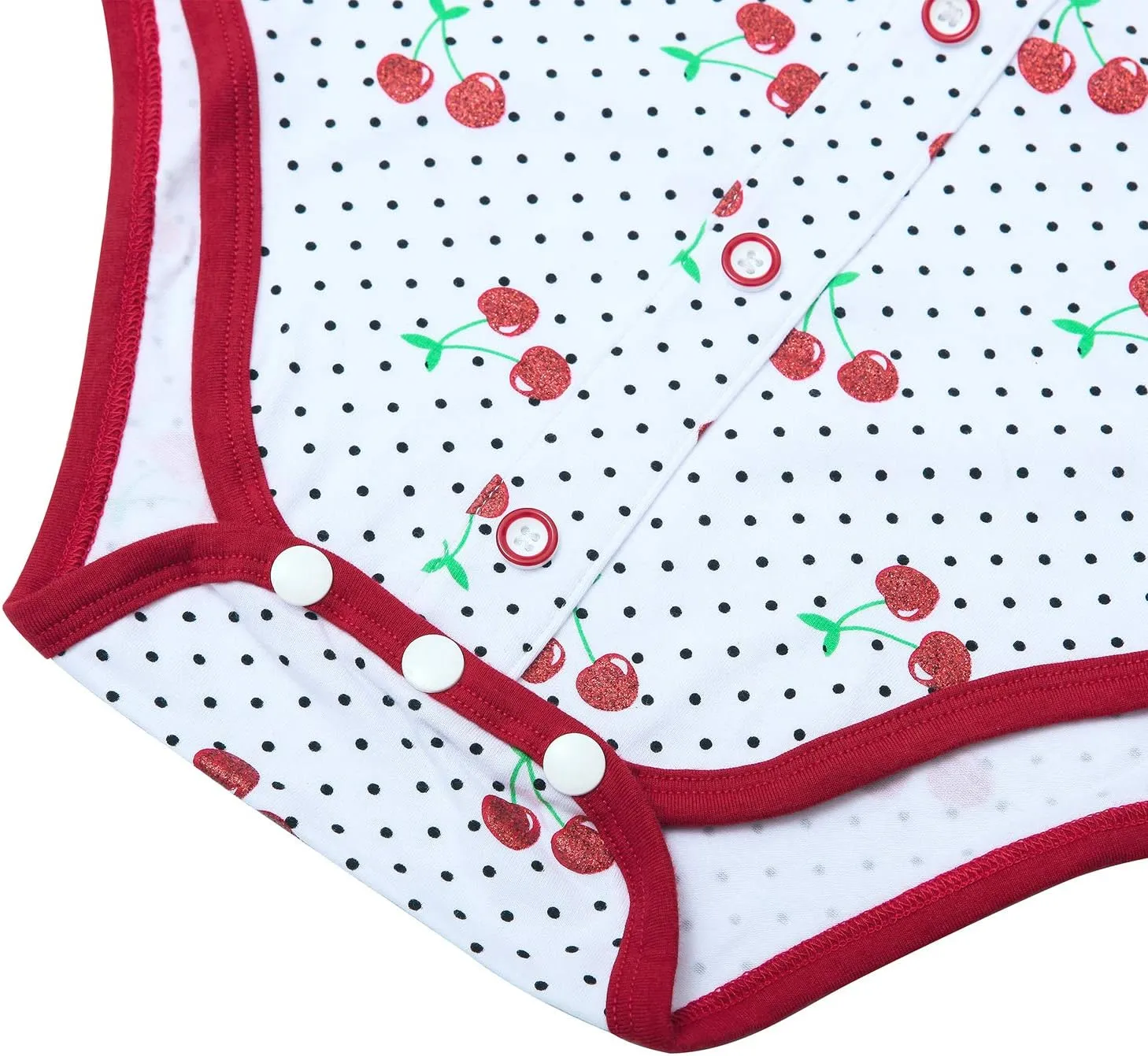 Littleforbig Cotton Romper Onesie Pajamas Bodysuit – Lolita Glitter Cherry Onesie
