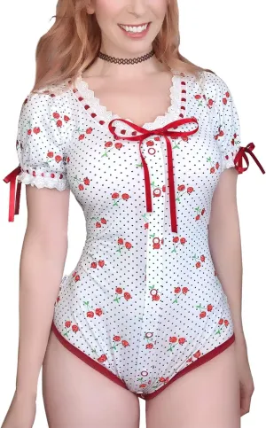 Littleforbig Cotton Romper Onesie Pajamas Bodysuit – Lolita Glitter Cherry Onesie