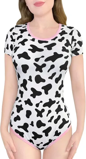 Littleforbig Cotton Romper Onesie Pajamas Bodysuit - Milk Cow Onesie