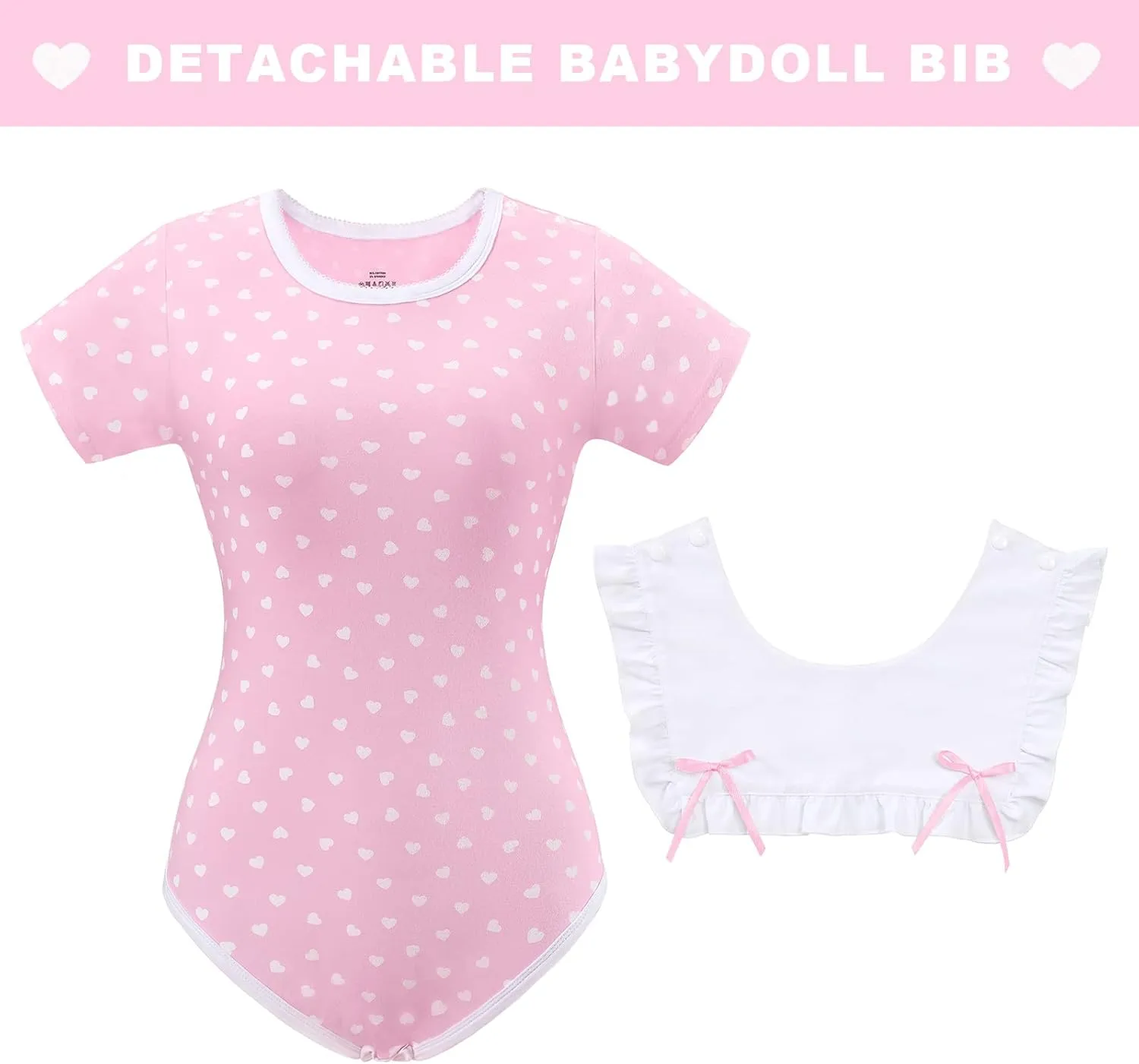 Littleforbig Cotton Romper Onesie Pajamas Bodysuit - Precious Ruffled Bow Bib Onesie