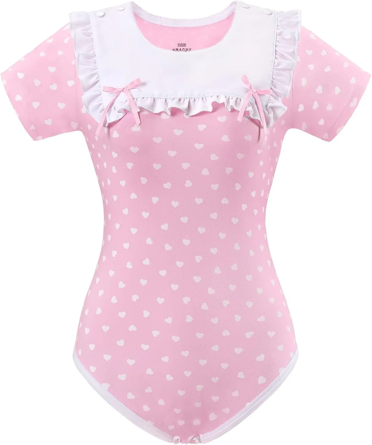 Littleforbig Cotton Romper Onesie Pajamas Bodysuit - Precious Ruffled Bow Bib Onesie