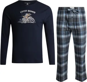 Lucky Brand Men's Pajama Set - 2 Piece Long Sleeve Waffle Knit Top and Flannel Fleece Thermal Pants - Cozy Men's Base Layers