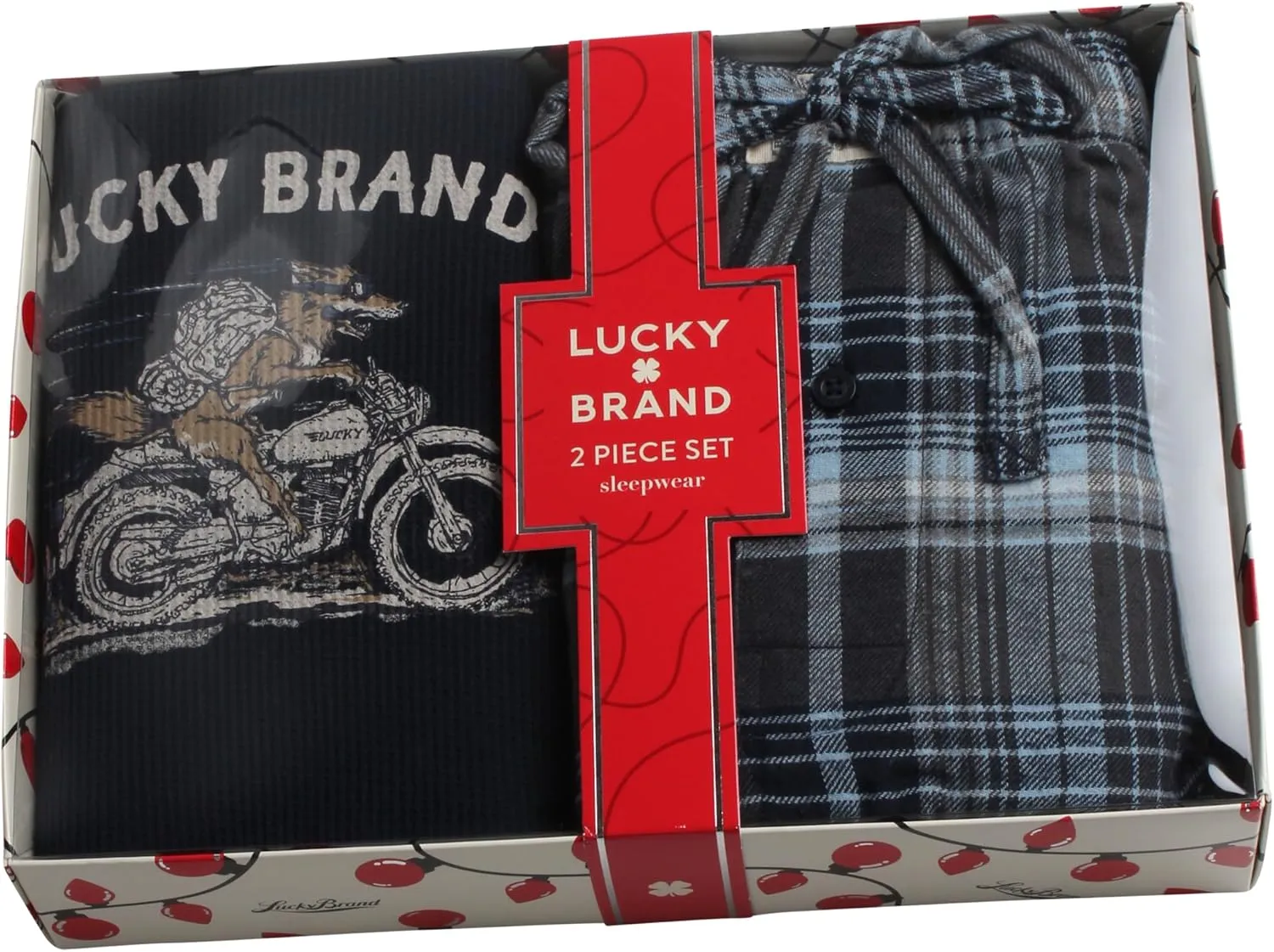 Lucky Brand Men's Pajama Set - 2 Piece Long Sleeve Waffle Knit Top and Flannel Fleece Thermal Pants - Cozy Men's Base Layers