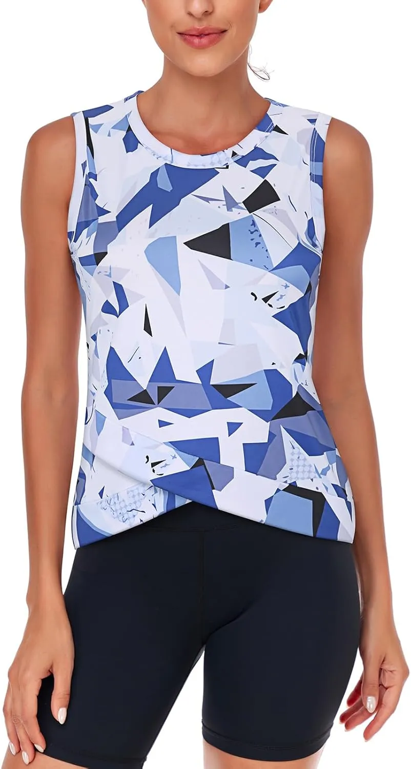 LURANEE Women's Workout Athletic Tank Tops Quick Dry Sun Protection Yoga Gym Crop Sleeveless Shirts