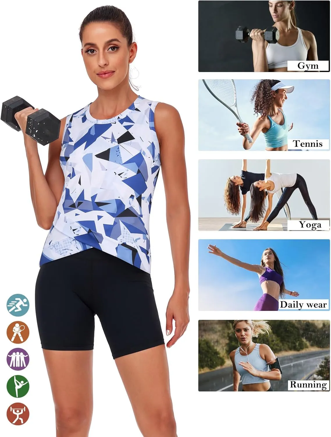 LURANEE Women's Workout Athletic Tank Tops Quick Dry Sun Protection Yoga Gym Crop Sleeveless Shirts