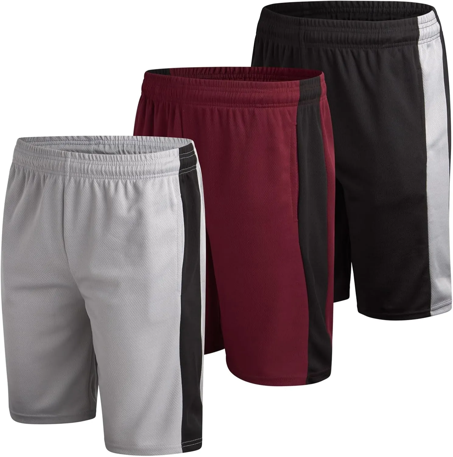 Mad Game Men's Active Shorts - 3 Pack Athletic Quick Dry Gym Basketball Shorts with Side Pockets and Drawstring (Sizes: S-XL)