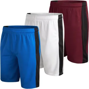Mad Game Men's Active Shorts - 3 Pack Athletic Quick Dry Gym Basketball Shorts with Side Pockets and Drawstring (Sizes: S-XL)