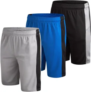 Mad Game Men's Active Shorts - 3 Pack Athletic Quick Dry Gym Basketball Shorts with Side Pockets and Drawstring (Sizes: S-XL)