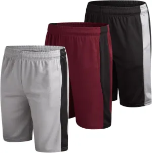 Mad Game Men's Active Shorts - 3 Pack Athletic Quick Dry Gym Basketball Shorts with Side Pockets and Drawstring (Sizes: S-XL)