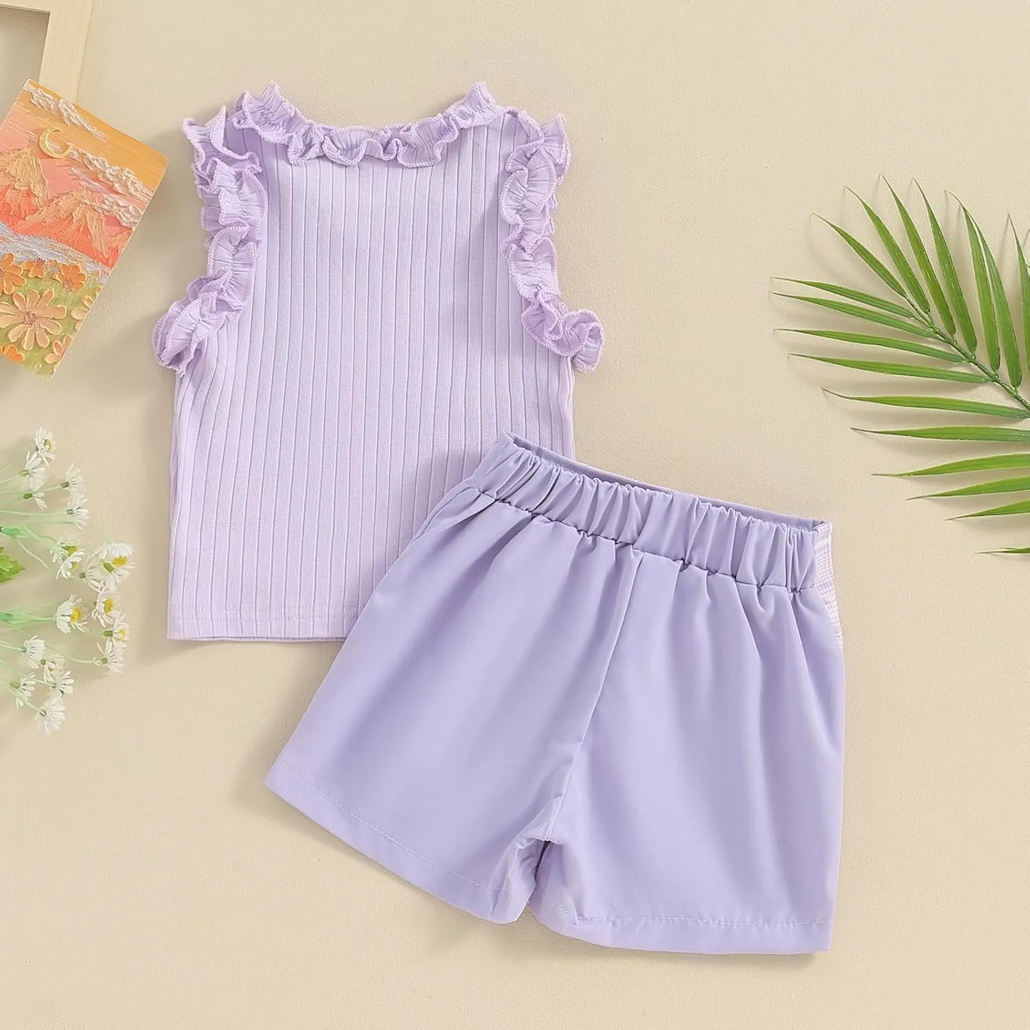 Madjtlqy Toddler Baby Girl Outfit Solid Color Tops and Shorts Set Infant Summer Clothes 6 12 18 24 Months 2t 3t 4t
