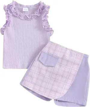 Madjtlqy Toddler Baby Girl Outfit Solid Color Tops and Shorts Set Infant Summer Clothes 6 12 18 24 Months 2t 3t 4t