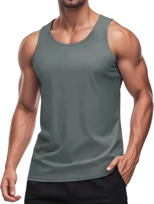 MAGCOMSEN Men's UPF 50  Tank Top Quick Dry Summer Workout Muscle Sleeveless Shirts for Swim Beach Bodybuilding