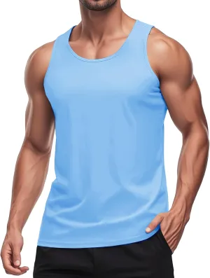 MAGCOMSEN Men's UPF 50  Tank Top Quick Dry Summer Workout Muscle Sleeveless Shirts for Swim Beach Bodybuilding