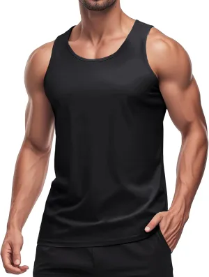 MAGCOMSEN Men's UPF 50  Tank Top Quick Dry Summer Workout Muscle Sleeveless Shirts for Swim Beach Bodybuilding