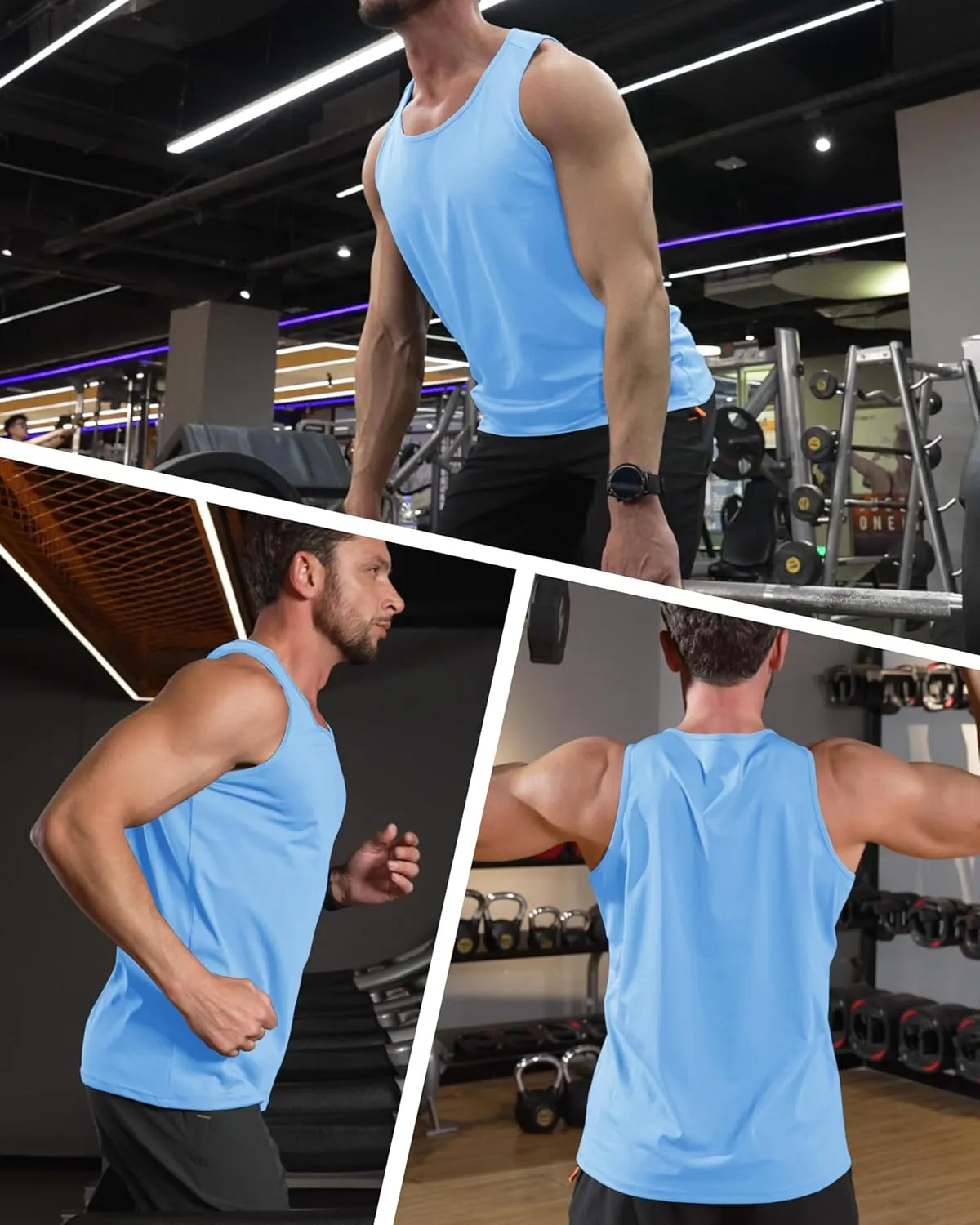 MAGCOMSEN Men's UPF 50  Tank Top Quick Dry Summer Workout Muscle Sleeveless Shirts for Swim Beach Bodybuilding