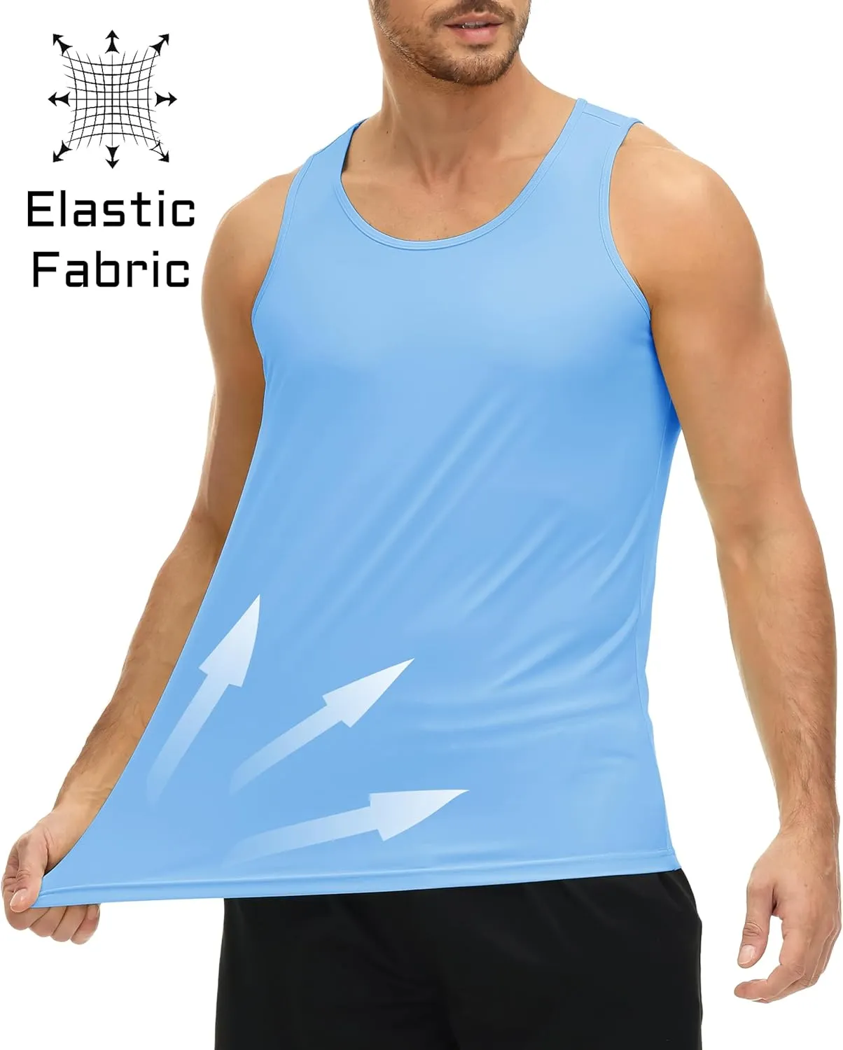 MAGCOMSEN Men's UPF 50  Tank Top Quick Dry Summer Workout Muscle Sleeveless Shirts for Swim Beach Bodybuilding