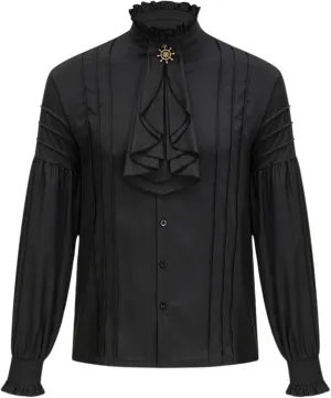 Medieval Frilly Shirt for Men's Halloween Costume Vintage Gothic Steam Punk Cardigan Crewneck Button Down Shirt