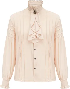 Medieval Frilly Shirt for Men's Halloween Costume Vintage Gothic Steam Punk Cardigan Crewneck Button Down Shirt