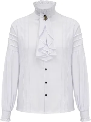 Medieval Frilly Shirt for Men's Halloween Costume Vintage Gothic Steam Punk Cardigan Crewneck Button Down Shirt