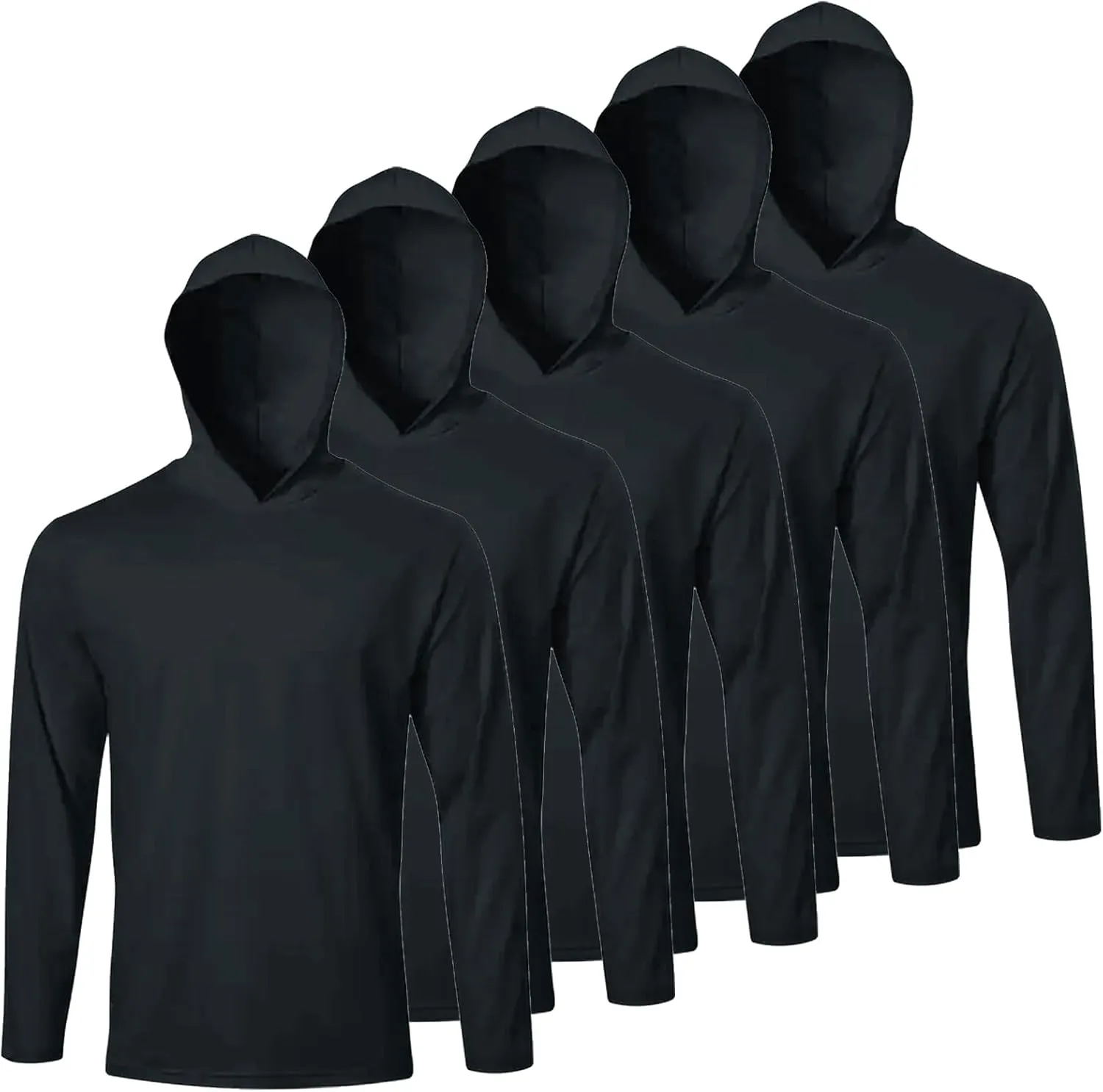 Men UPF 50  Sun Protection Hoodie Long Sleeve T Shirts Pack Quick Dry Shirt for Athletic Running Activewear Workout