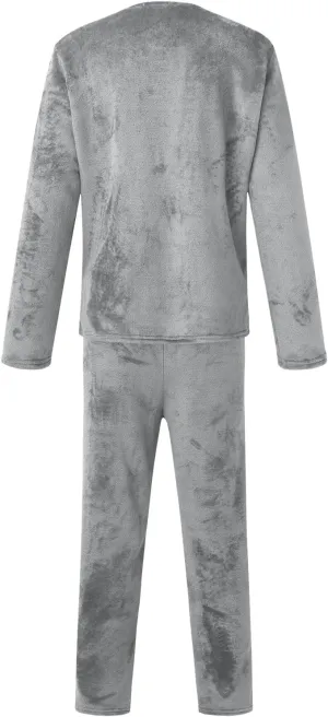 Mens Flannel Pajamas 2 Piece Outfit Sleepwear Winter Warm Cozy Fluffy Pjs Long Sleeve Tops Lounge Pants Lounge Set