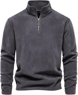 Men's Fleece Pullover Quarter Zip Thermal Outdoor Half Zip Jacket 1/4 Zip Sweatshirt Regular Fitted