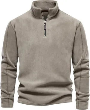 Men's Fleece Pullover Quarter Zip Thermal Outdoor Half Zip Jacket 1/4 Zip Sweatshirt Regular Fitted