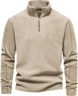Men's Fleece Pullover Quarter Zip Thermal Outdoor Half Zip Jacket 1/4 Zip Sweatshirt Regular Fitted