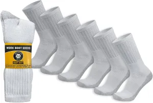 Mens Heavy Duty Steel Toe Work Cotton Socks, Thick Triple Cushioned Crew Socks