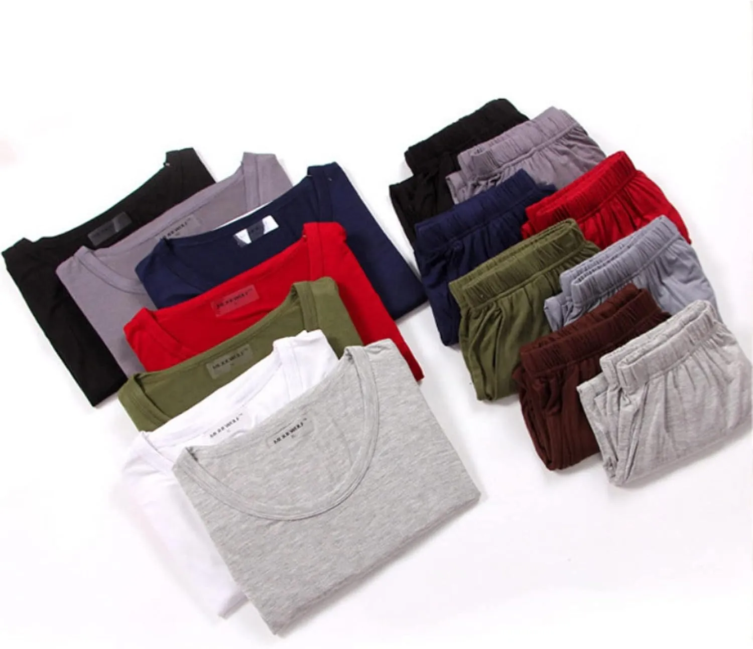Men's Pajama Set Summer Short Sleeve Nightwear Shorts with Pockets Round Neck Lounge Wear Jogger Sleep Set