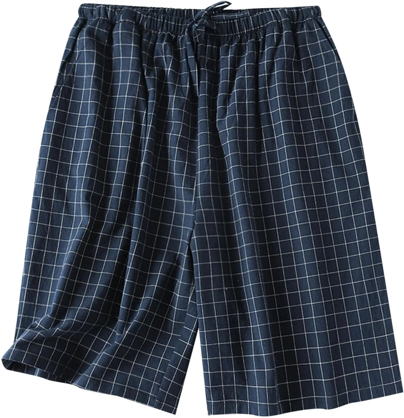 Mens Pajamas Shorts Lounge Plaid Gingham Elastic Waisted Sleepwear Loose Drawstring Comfortable Pjs Loungewear