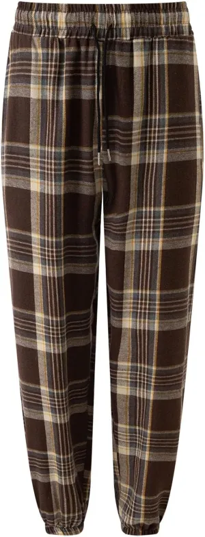 Mens Plaid Sweatpants Elastic Waist Casual Lounge Bottom Soft Comfy Long Pants Sportswear with Pocket and Drawstring