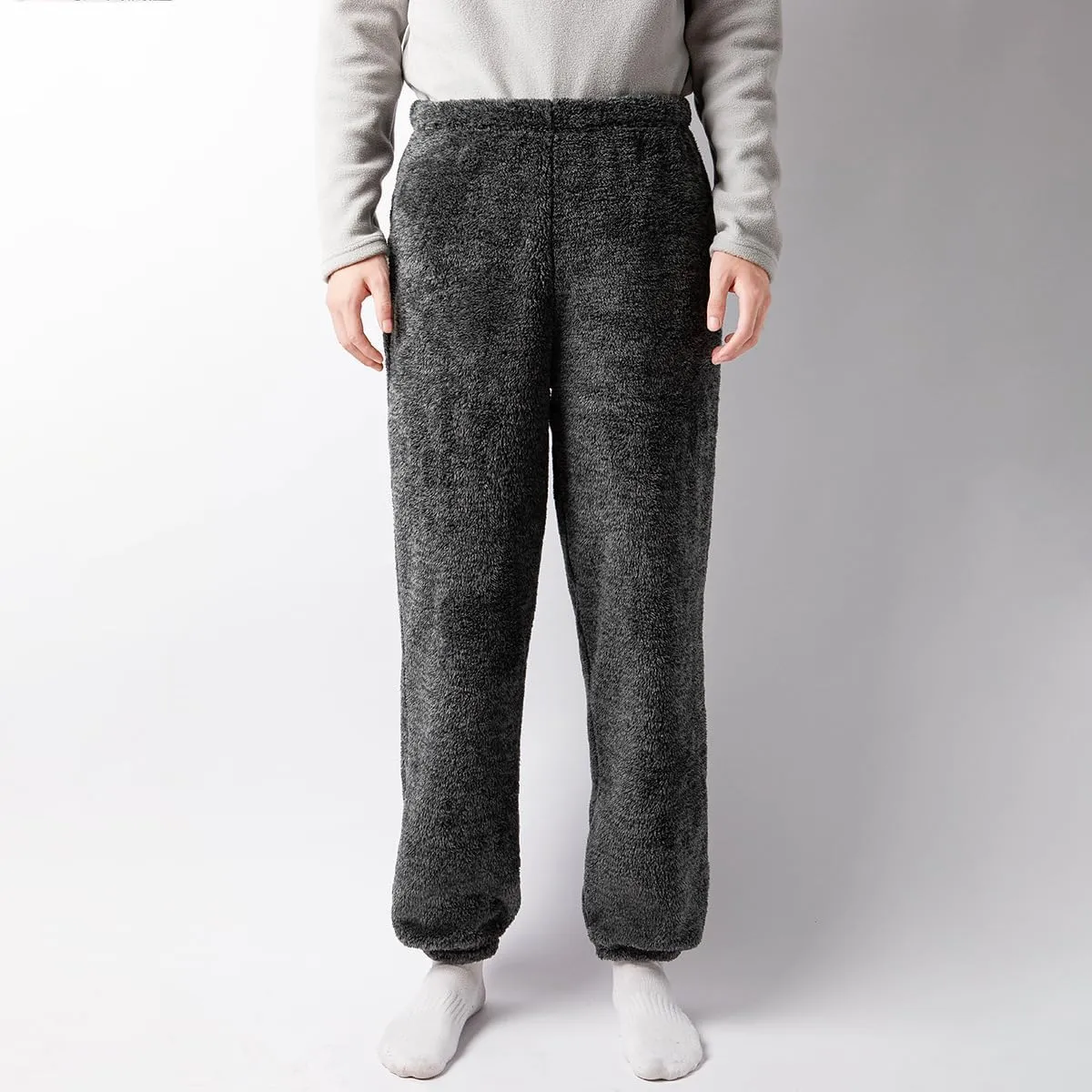 Mens Plush Warm Pajama Pants Ultra-Soft Fluffy Fleece Sleep Pant Elastic Waist Pjs Bottoms Sleepwear Lounge Pants