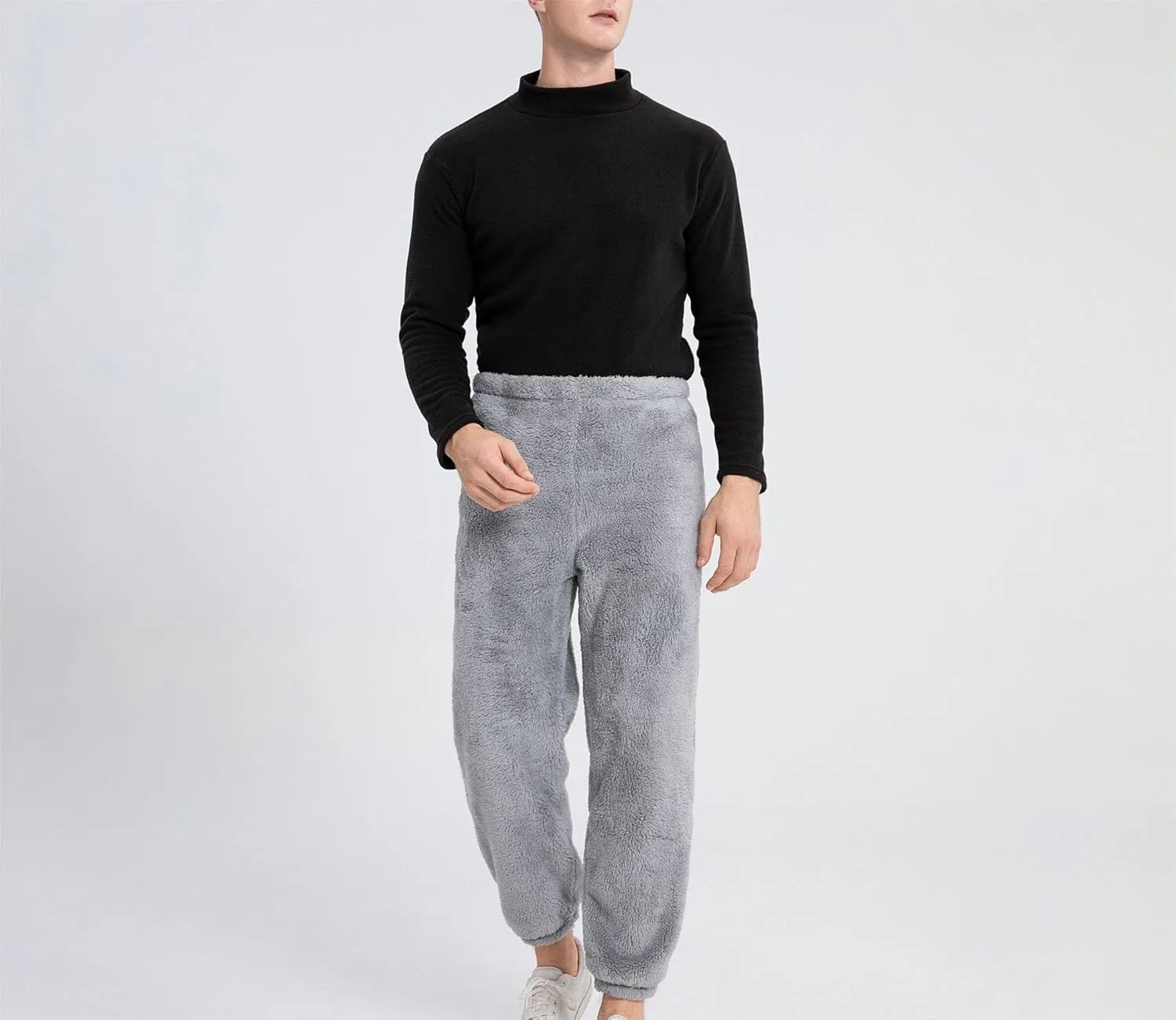 Mens Plush Warm Pajama Pants Ultra-Soft Fluffy Fleece Sleep Pant Elastic Waist Pjs Bottoms Sleepwear Lounge Pants