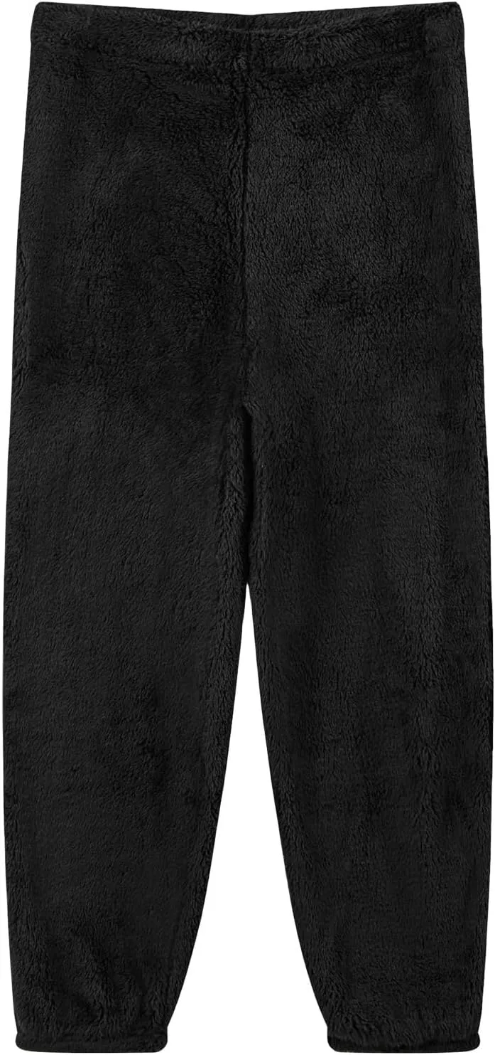 Mens Plush Warm Pajama Pants Ultra-Soft Fluffy Fleece Sleep Pant Elastic Waist Pjs Bottoms Sleepwear Lounge Pants