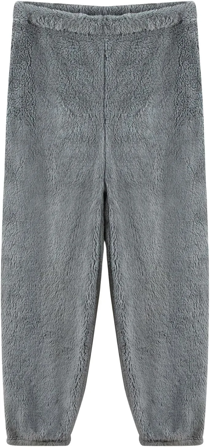 Mens Plush Warm Pajama Pants Ultra-Soft Fluffy Fleece Sleep Pant Elastic Waist Pjs Bottoms Sleepwear Lounge Pants