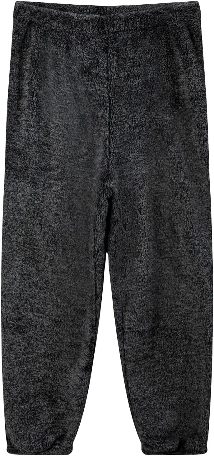 Mens Plush Warm Pajama Pants Ultra-Soft Fluffy Fleece Sleep Pant Elastic Waist Pjs Bottoms Sleepwear Lounge Pants