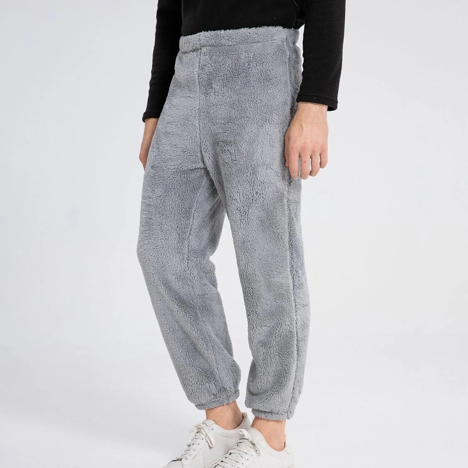 Mens Plush Warm Pajama Pants Ultra-Soft Fluffy Fleece Sleep Pant Elastic Waist Pjs Bottoms Sleepwear Lounge Pants
