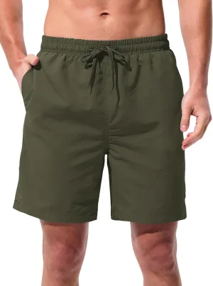 Men's Swim Trunks Beach Board Shorts Quick Dry Swimsuit Bathing Suits with Pockets 7 Inch Inseam Mesh Lining