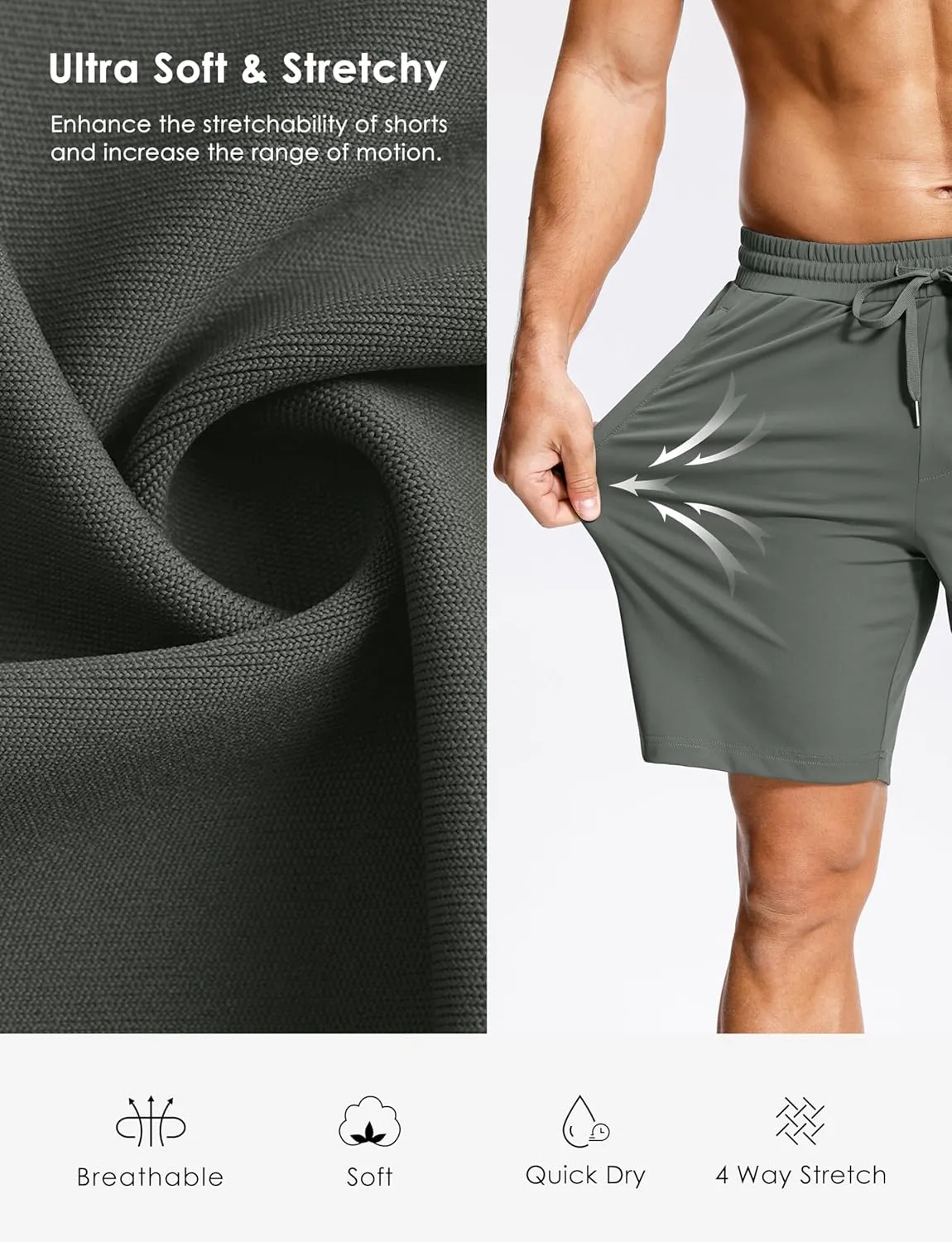 Men's Workout Shorts with Zipper Pockets 7" Quick Dry Lightweight Gym Athletic Running Shorts for Men