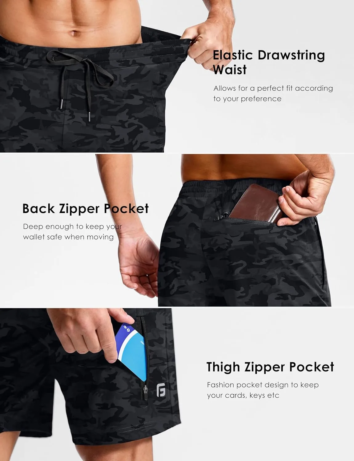 Men's Workout Shorts with Zipper Pockets 7" Quick Dry Lightweight Gym Athletic Running Shorts for Men