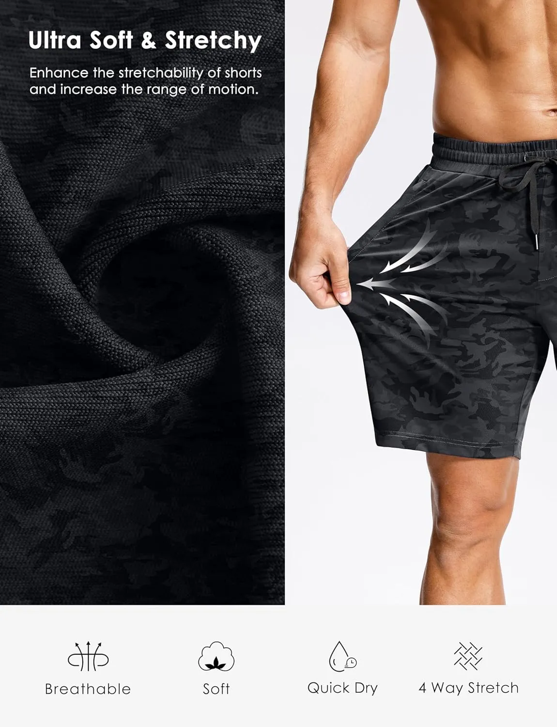 Men's Workout Shorts with Zipper Pockets 7" Quick Dry Lightweight Gym Athletic Running Shorts for Men