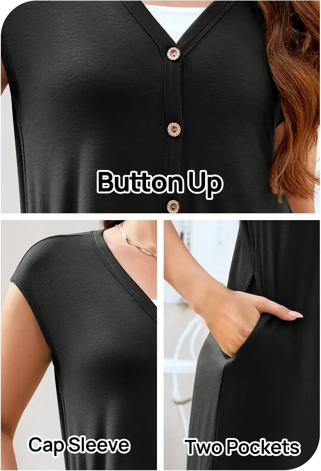 MEROKEETY Women's 2025 Summer Cap Sleeve Jumpsuits Deep V Neck Button Onesie Wide Leg Pants Rompers