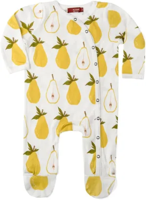 Milkbarn Organic Cotton Footed Romper Pear