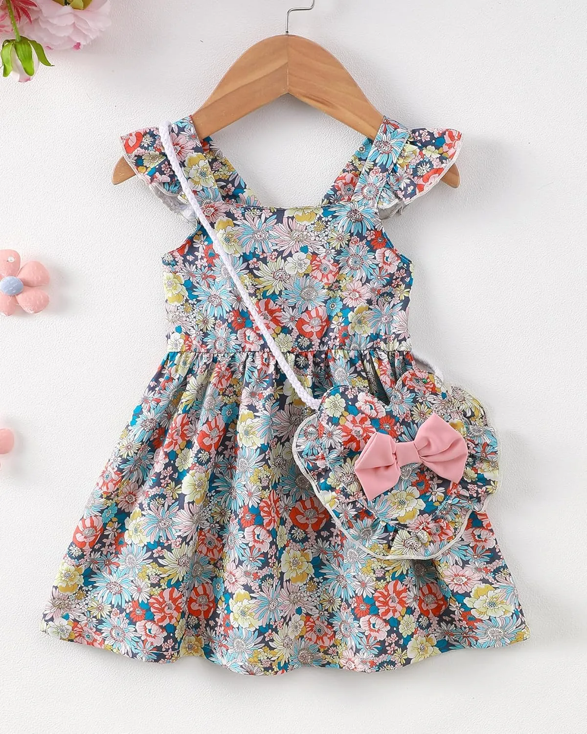 Mioglrie Baby Girl Clothes Newborn Dress Summer Toddler Girls' Clothing Casual Sundress with Cute Bag Infant Outfits