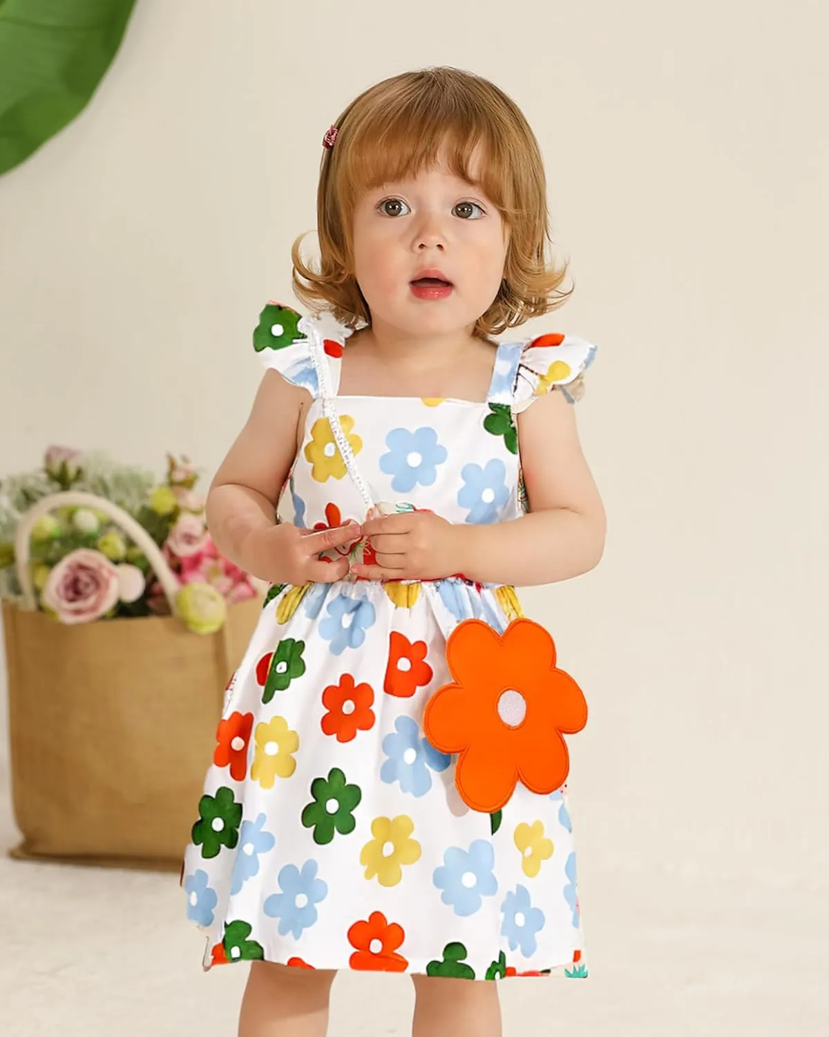 Mioglrie Baby Girl Clothes Newborn Dress Summer Toddler Girls' Clothing Casual Sundress with Cute Bag Infant Outfits