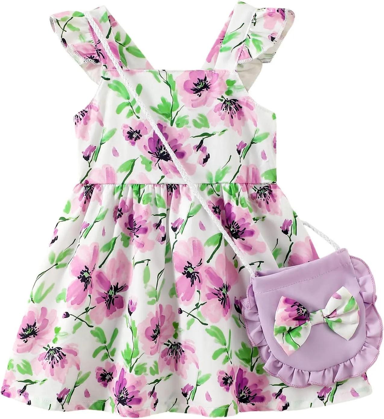 Mioglrie Baby Girl Clothes Newborn Dress Summer Toddler Girls' Clothing Casual Sundress with Cute Bag Infant Outfits