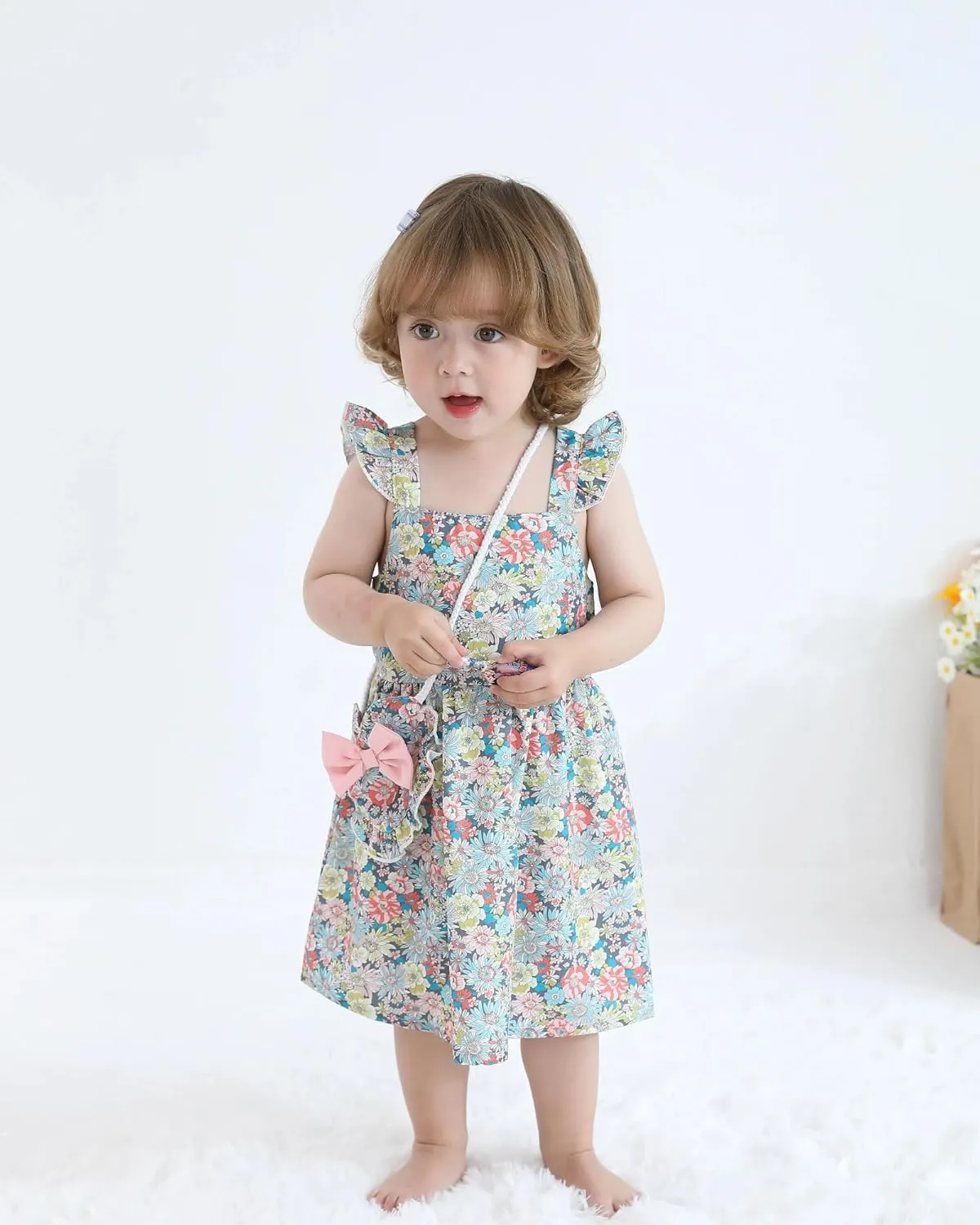 Mioglrie Baby Girl Clothes Newborn Dress Summer Toddler Girls' Clothing Casual Sundress with Cute Bag Infant Outfits