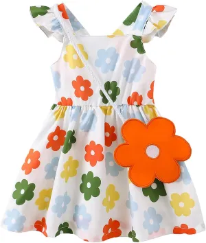 Mioglrie Baby Girl Clothes Newborn Dress Summer Toddler Girls' Clothing Casual Sundress with Cute Bag Infant Outfits
